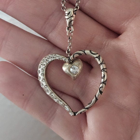 Brighton Open Glitter Heart Crystal Pendant Necklace - Picture 4 of 5